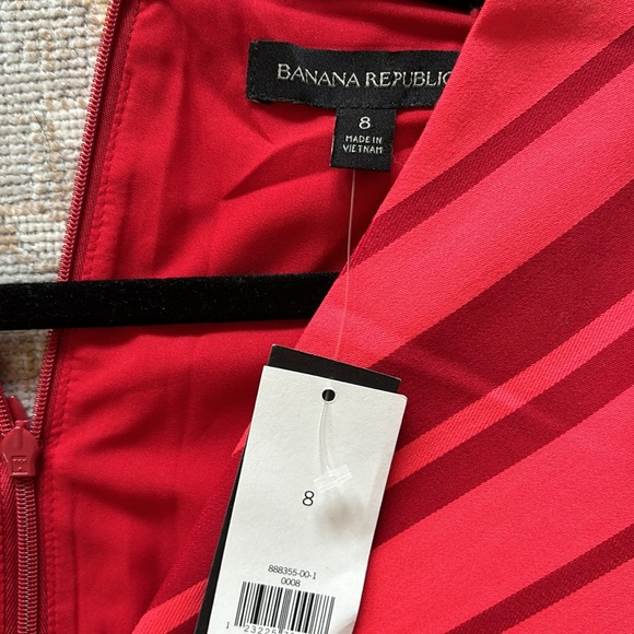 NWT Banana Republic Red Striped A-Line Dress 8 - Picture 4 of 5